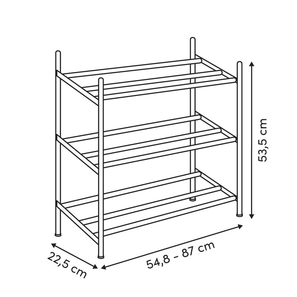 Shoe rack BEIGE CASSIE, steel/acacia wood, H53.5x54.8x22.5cm