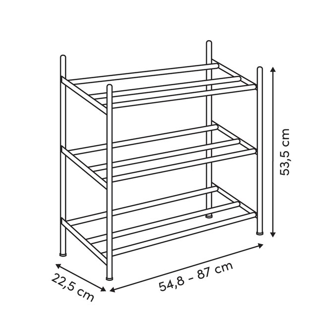 Shoe rack BEIGE CASSIE, steel/acacia wood, H53.5x54.8x22.5cm