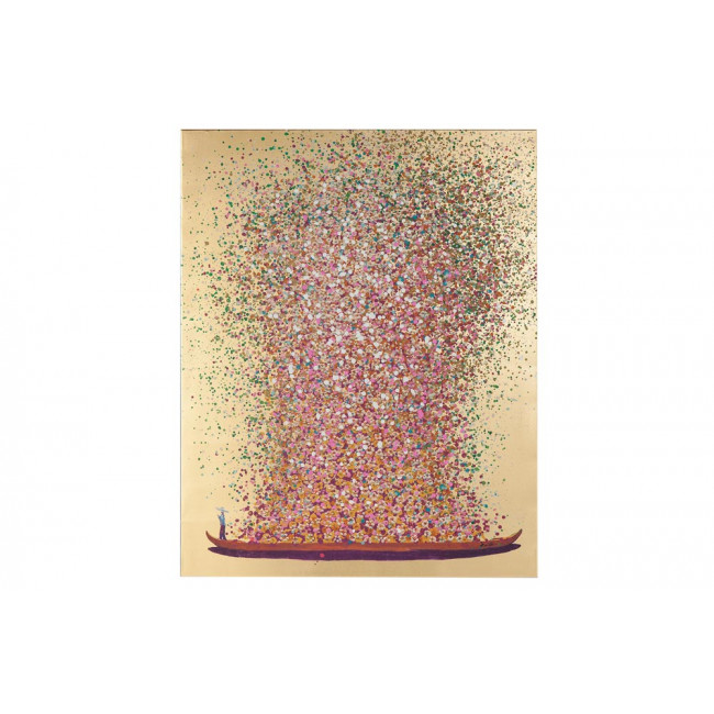 Picture Touched Flower Boat, golden/pink, 160x120cm