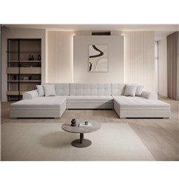 U-shaped sofa Evento Symmetrical, sleeping function, Royal 01, boucle, white, H78x359x165cm