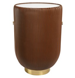 Coffee table Jallo Brown, sintered stone/iron/eco leather, D40cm H60cm