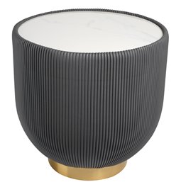 Приставной столик Jello Grey, спеченный камень/металл/экокожа, D50cm H50cm