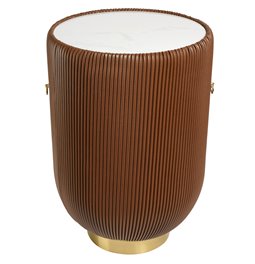 Coffee table Jallo Brown, sintered stone/iron/eco leather, D40cm H60cm