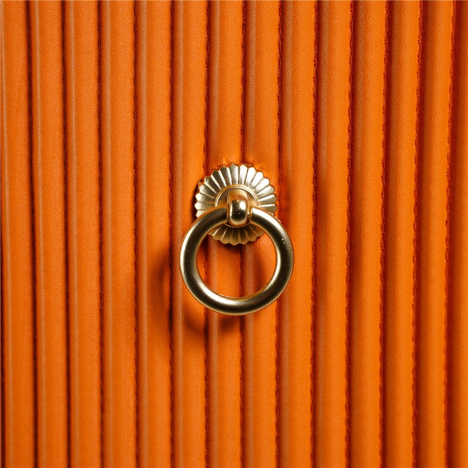 Coffee table Jallo Orange, sintered stone/iron/eco leather, D40cm H60cm