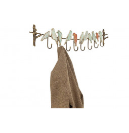 Coat rack with 8 hooks Bird Party, metal, 19x102x6cm