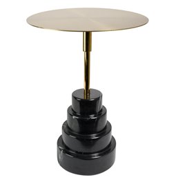 Приставной столик Jarrow, черный/золотой цвет, мрамор/металл, D40cm H55cm