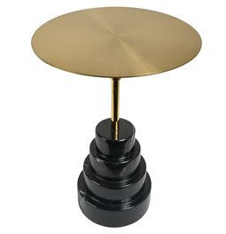Side table Jarrow, black/gold color, marble/metal, D40cm H55cm