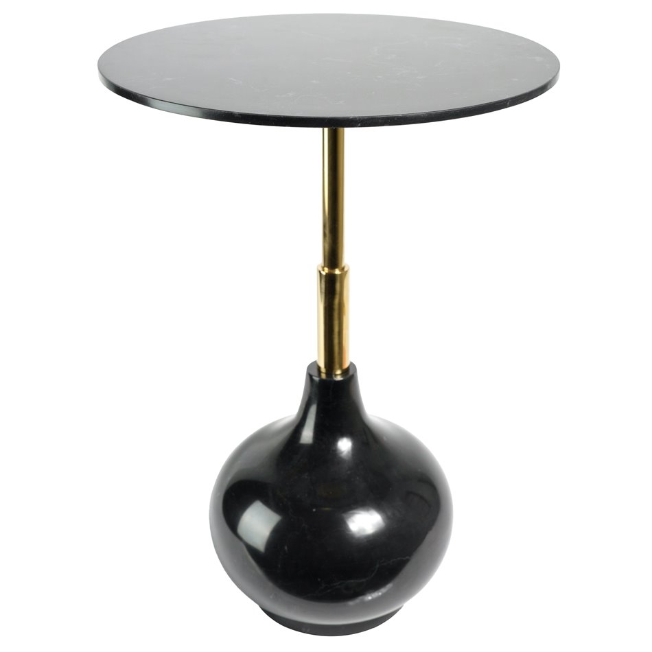 Приставной столик Jenne, черный/золотой цвет, мрамор/нержавеющая сталь, D40cm H55cm