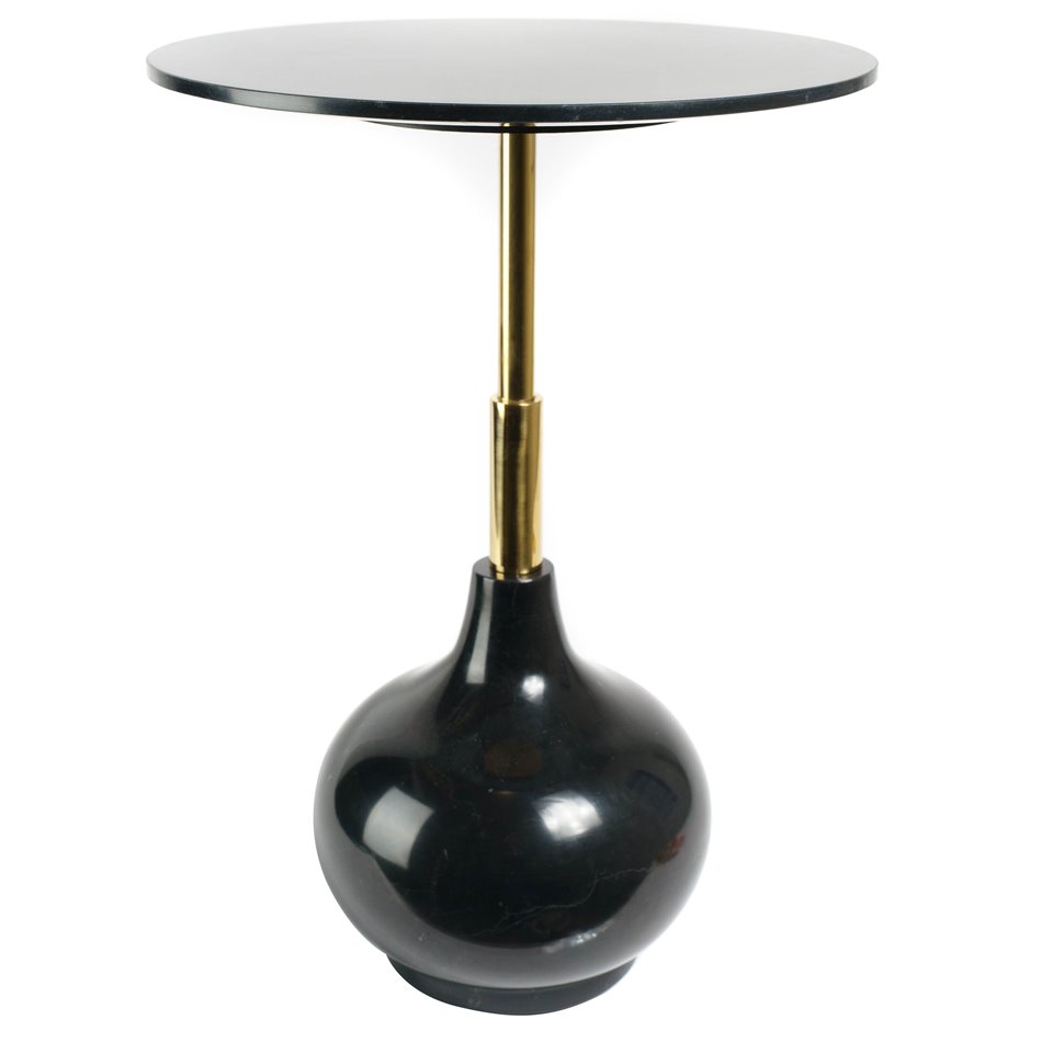 Приставной столик Jenne, черный/золотой цвет, мрамор/нержавеющая сталь, D40cm H55cm