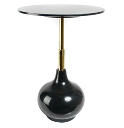 Side table Jenne, black/gold color, marble/stainless steel, D40cm H55cm