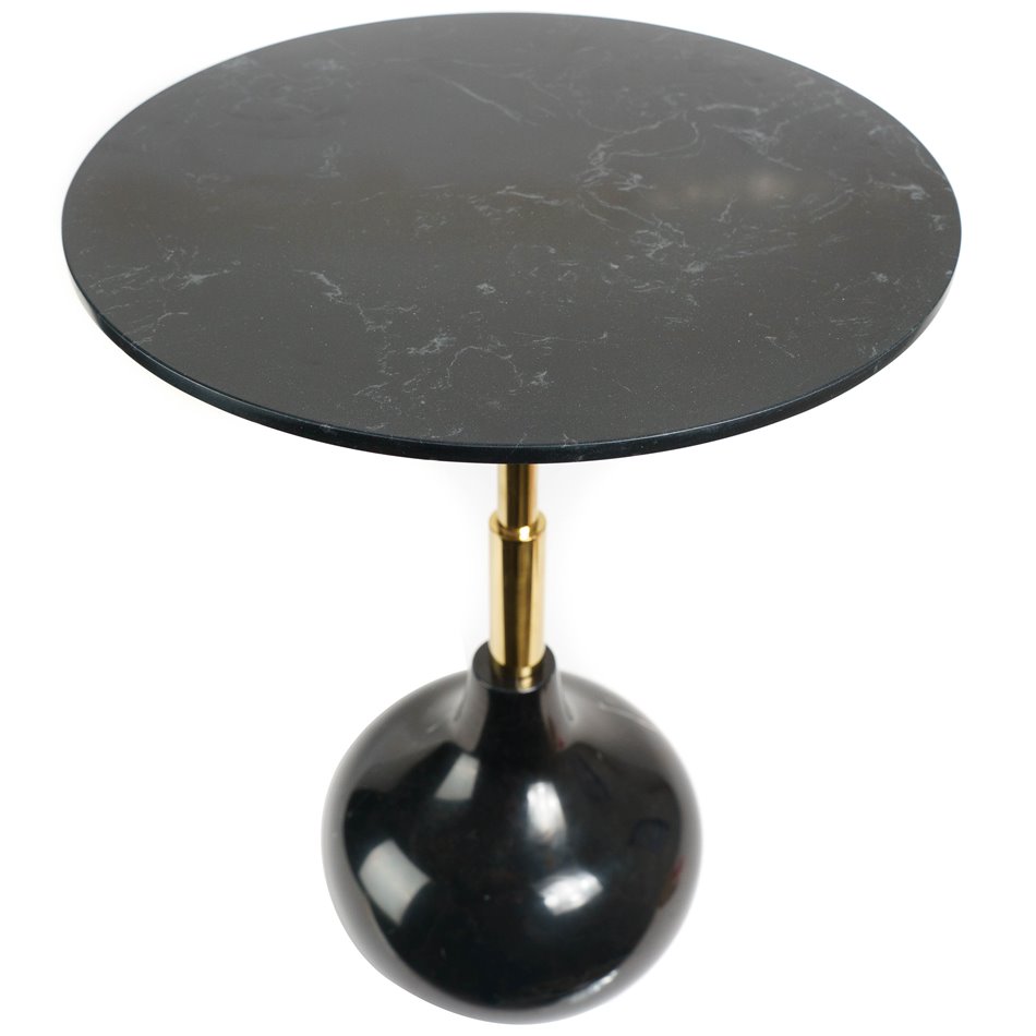 Приставной столик Jenne, черный/золотой цвет, мрамор/нержавеющая сталь, D40cm H55cm