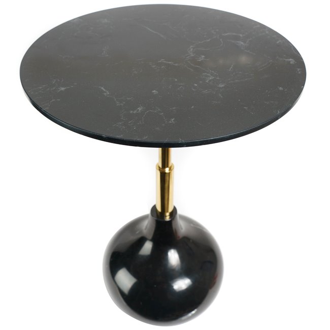 Приставной столик Jenne, черный/золотой цвет, мрамор/нержавеющая сталь, D40cm H55cm