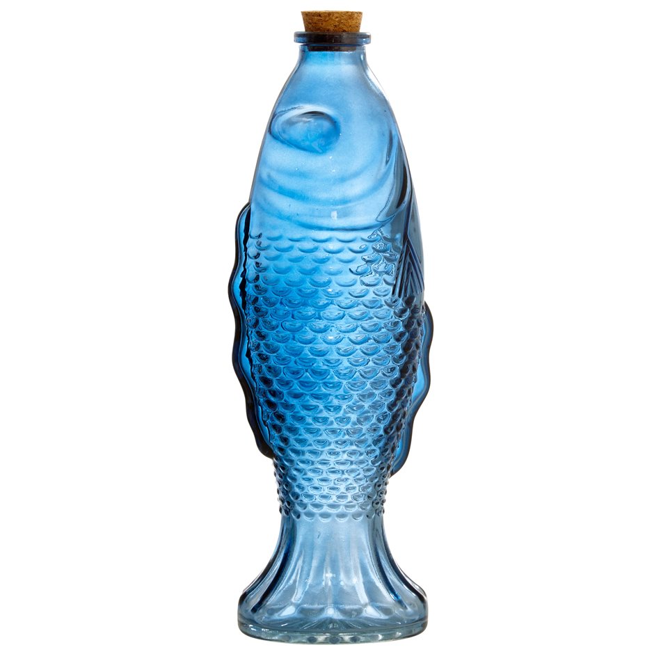 Decanter with cork FISH OCEANIA, blue, 540ml, H27x9x7cm