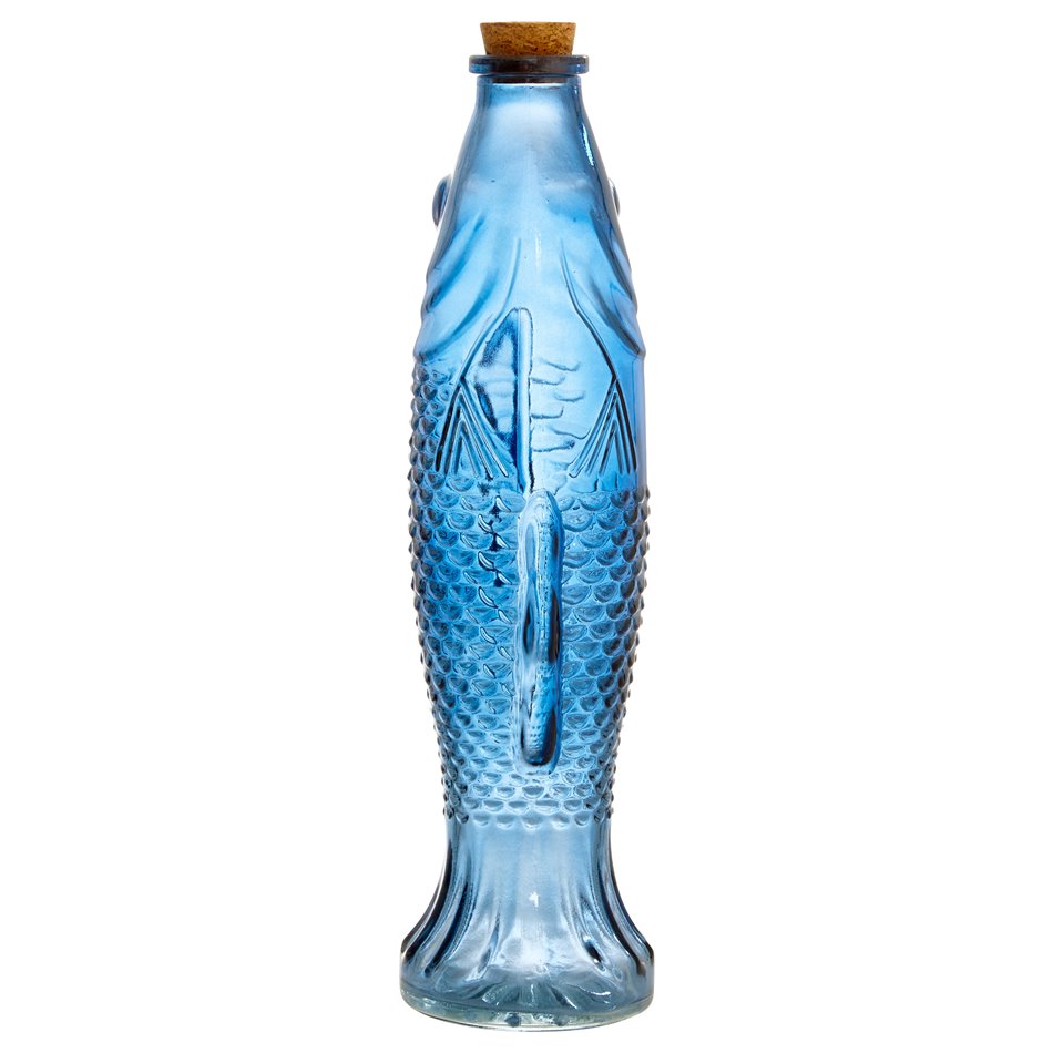 Decanter with cork FISH OCEANIA, blue, 540ml, H27x9x7cm