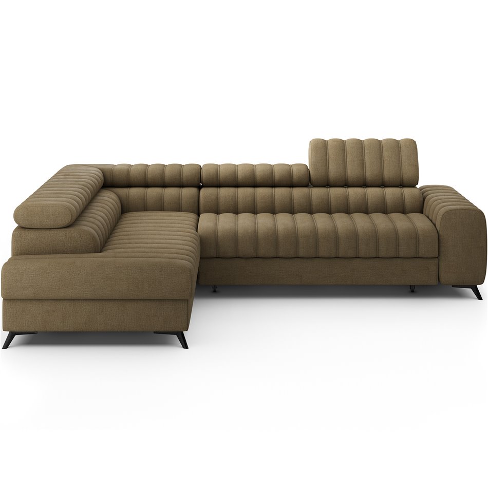 Угловой диван Elkanedo L, раздвижной, Nube 20, бархат, светло-коричневый, H86x269x204cm