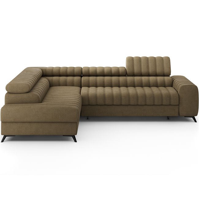 Угловой диван Elkanedo L, раздвижной, Nube 20, бархат, светло-коричневый, H86x269x204cm