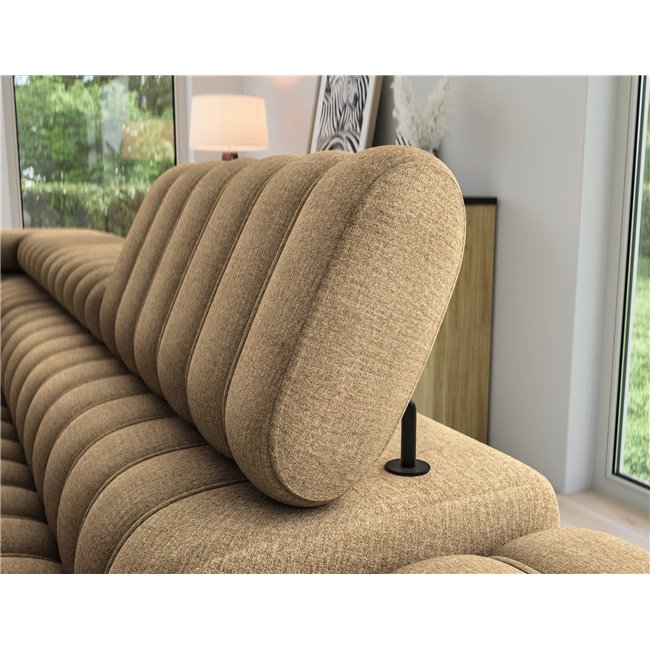 Угловой диван Elkanedo L, раздвижной, Nube 20, бархат, светло-коричневый, H86x269x204cm