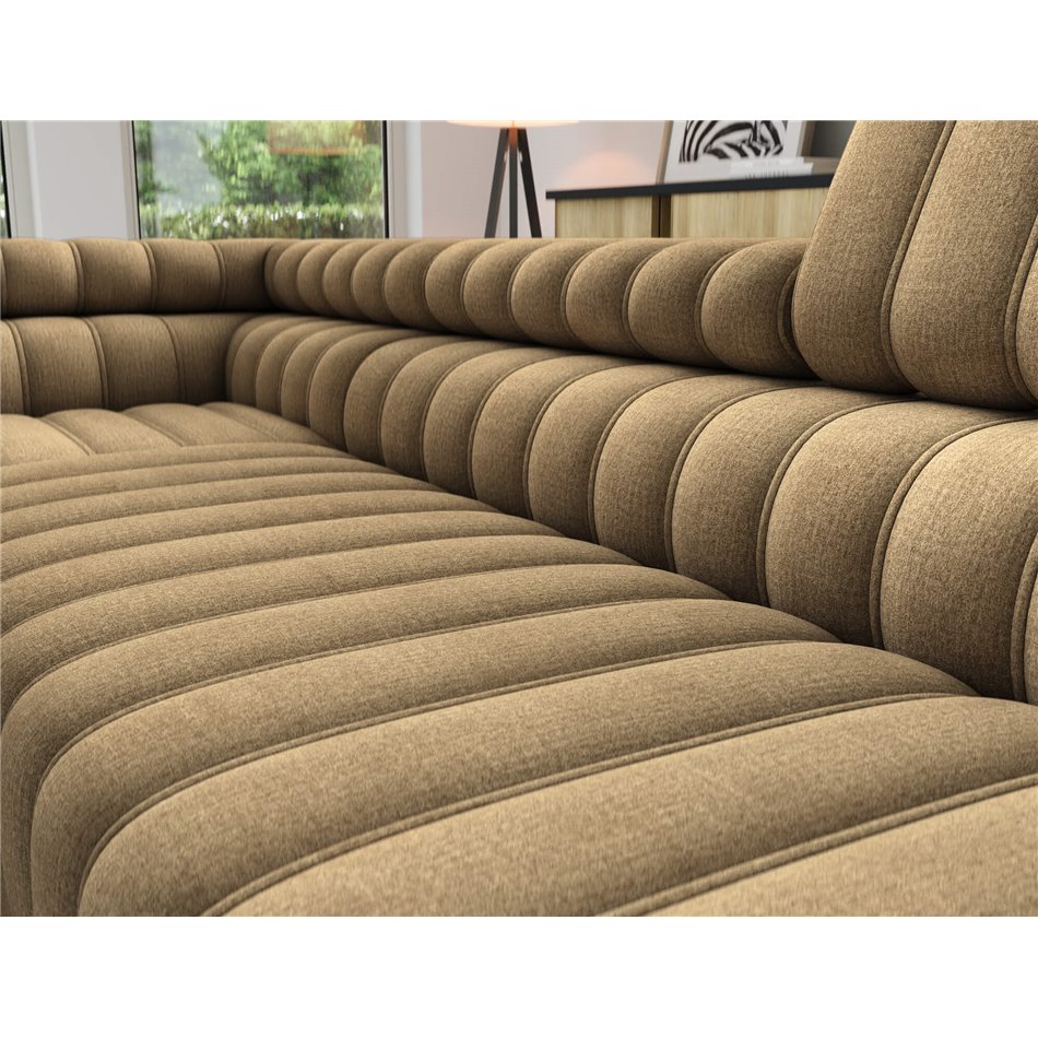 Угловой диван Elkanedo L, раздвижной, Nube 20, бархат, светло-коричневый, H86x269x204cm