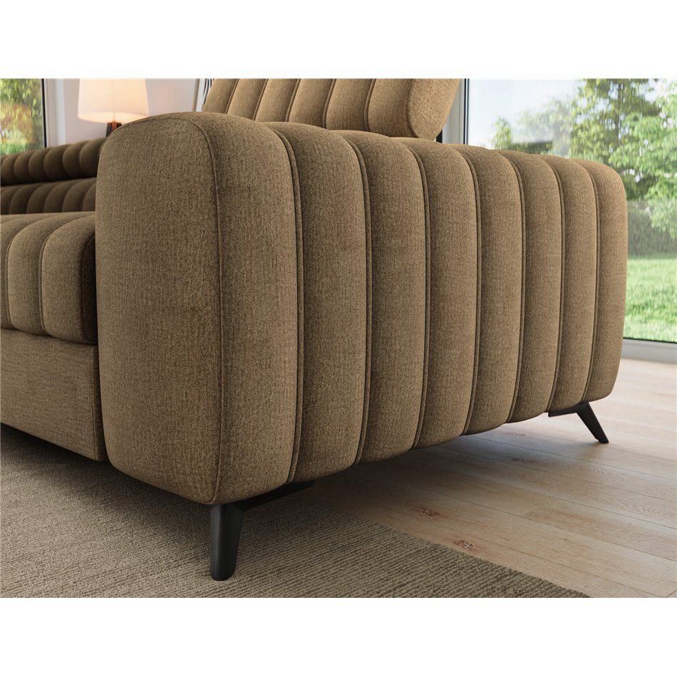 Угловой диван Elkanedo L, раздвижной, Nube 20, бархат, светло-коричневый, H86x269x204cm