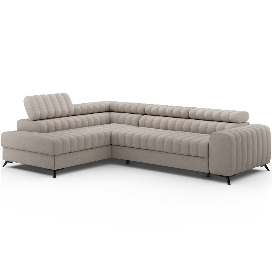 Угловой диван Elkanedo L, раздвижной, Raquel 18, бежевый, H86x269x204cm