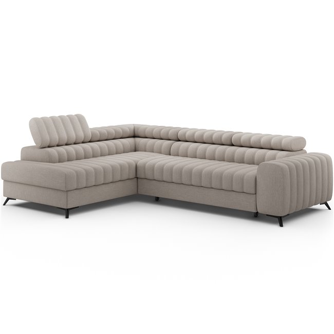 Угловой диван Elkanedo L, раздвижной, Raquel 18, бежевый, H86x269x204cm