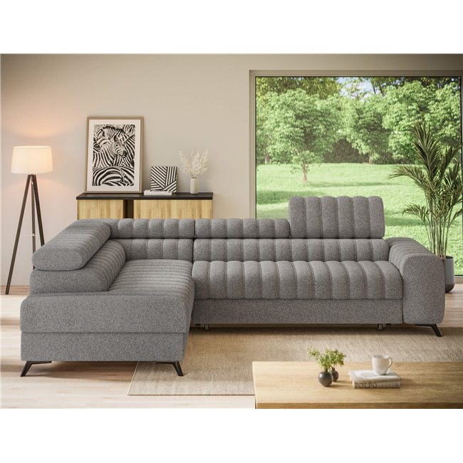 Угловой диван Elkanedo L, раздвижной, Paolli 04, серый, H86x269x204cm