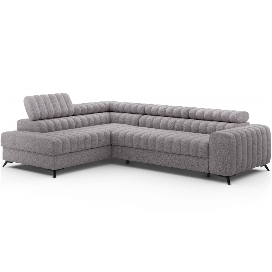 Угловой диван Elkanedo L, раздвижной, Paolli 04, серый, H86x269x204cm