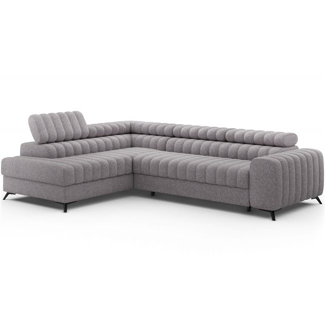 Угловой диван Elkanedo L, раздвижной, Paolli 04, серый, H86x269x204cm