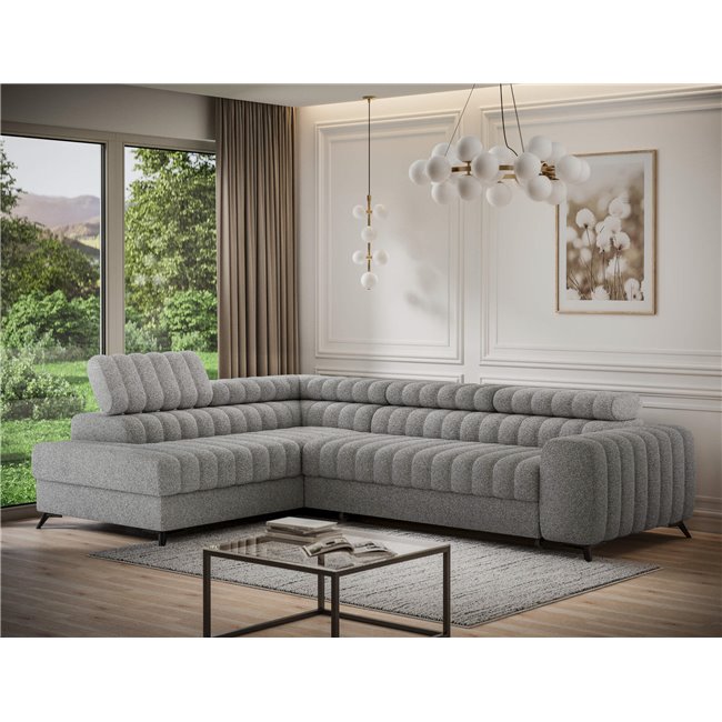 Угловой диван Elkanedo L, раздвижной, Paolli 04, серый, H86x269x204cm