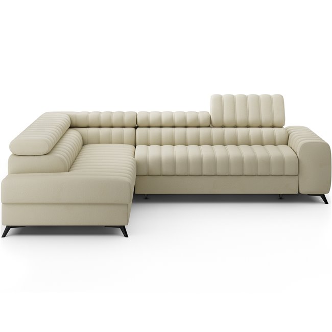 Угловой диван Elkanedo L, раздвижной, Monolith 04, бархат, бежевый, H86x269x204cm