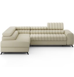 Угловой диван Elkanedo L, раздвижной, Monolith 04, бархат, бежевый, H86x269x204cm