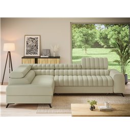 Угловой диван Elkanedo L, раздвижной, Monolith 04, бархат, бежевый, H86x269x204cm