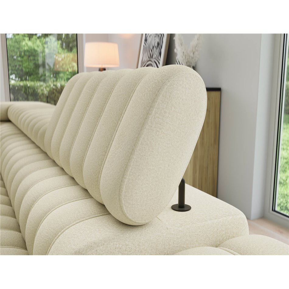 Угловой диван Elkanedo L, раздвижной, Monolith 04, бархат, бежевый, H86x269x204cm