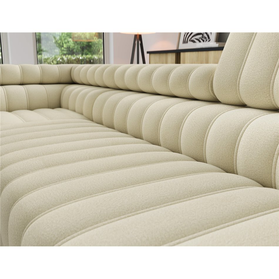 Угловой диван Elkanedo L, раздвижной, Monolith 04, бархат, бежевый, H86x269x204cm