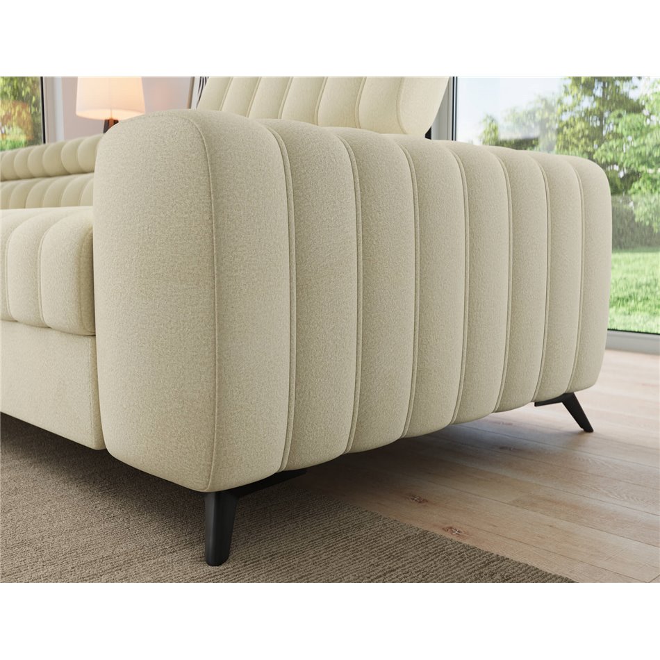 Угловой диван Elkanedo L, раздвижной, Monolith 04, бархат, бежевый, H86x269x204cm