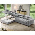 Угловой диван Elkanedo L, раздвижной, Nube 03, бархат, серый, H86x269x204cm