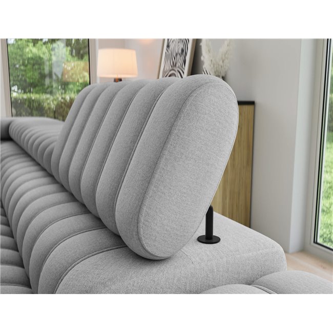 Угловой диван Elkanedo L, раздвижной, Nube 03, бархат, серый, H86x269x204cm