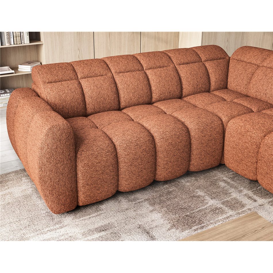 Угловой диван Elfalconn R, электрически выдвижной, Coralline 30, оранжевый, H107x258x208cm