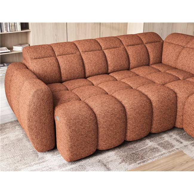 Угловой диван Elfalconn R, электрически выдвижной, Coralline 30, оранжевый, H107x258x208cm