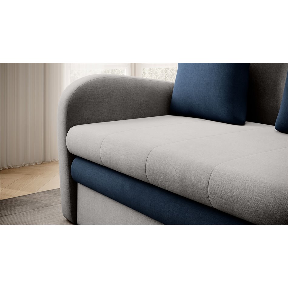 Sofa bed Elario, sleeping function, Nube 03, Nube 40, velvet, grey, H85x130x103cm