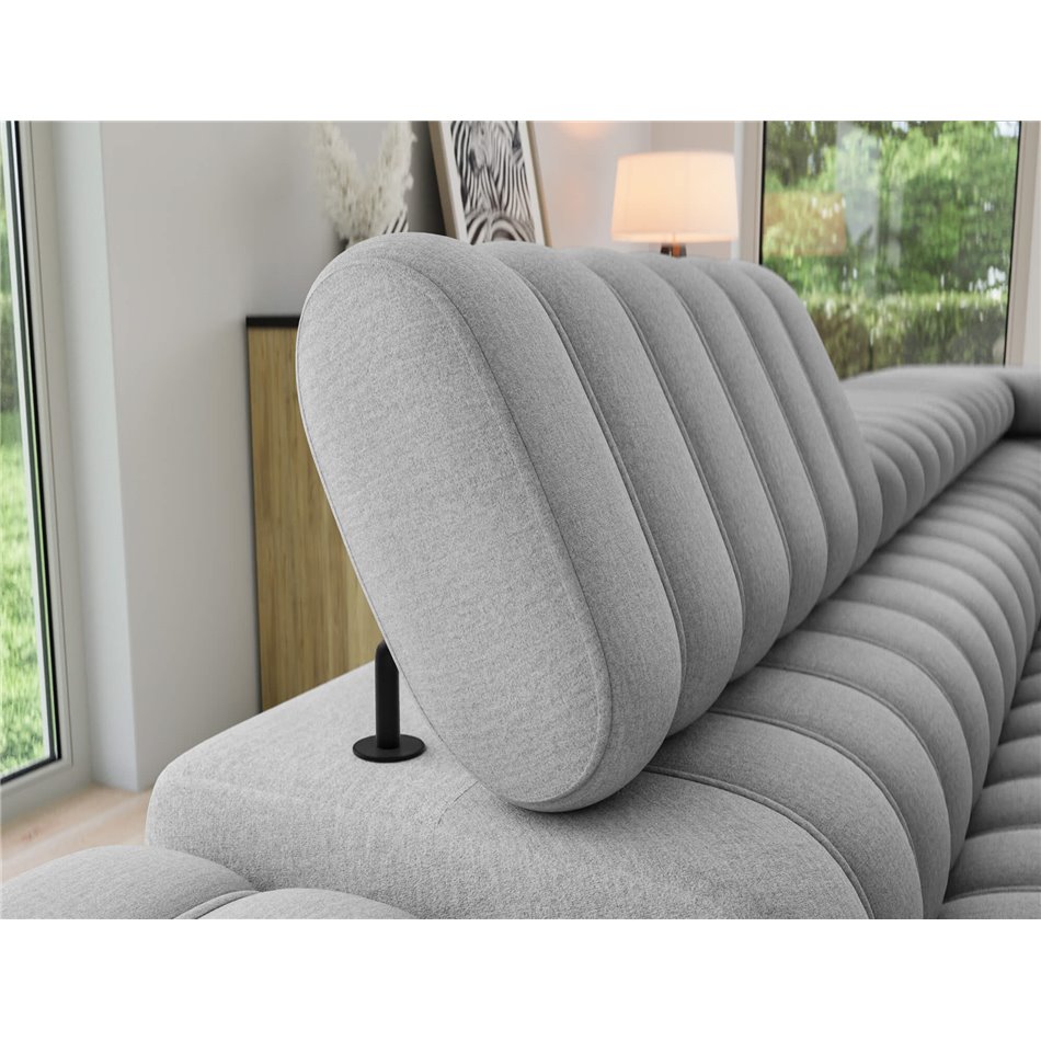 Угловой диван Elkanedo R, раздвижной, Nube 03, бархат, серый, H86x269x204cm