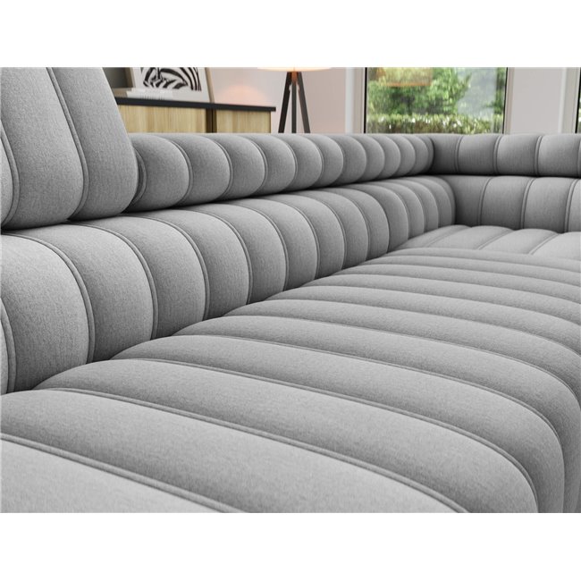 Угловой диван Elkanedo R, раздвижной, Nube 03, бархат, серый, H86x269x204cm