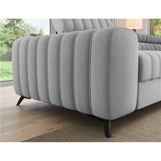 Угловой диван Elkanedo R, раздвижной, Nube 03, бархат, серый, H86x269x204cm