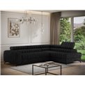 Угловой диван Elkanedo R, раздвижной, Aura 06, бархат, черный, H86x269x204cm