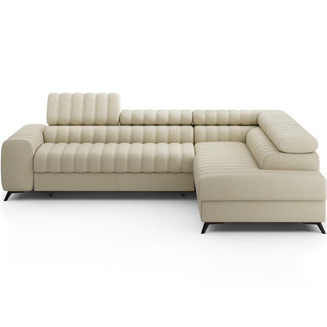 Угловой диван Elkanedo R, раздвижной, Monolith 04, бархат, бежевый, H86x269x204cm