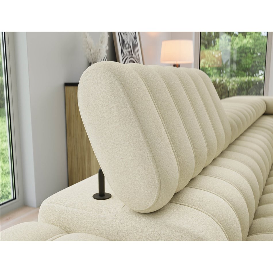 Угловой диван Elkanedo R, раздвижной, Monolith 04, бархат, бежевый, H86x269x204cm