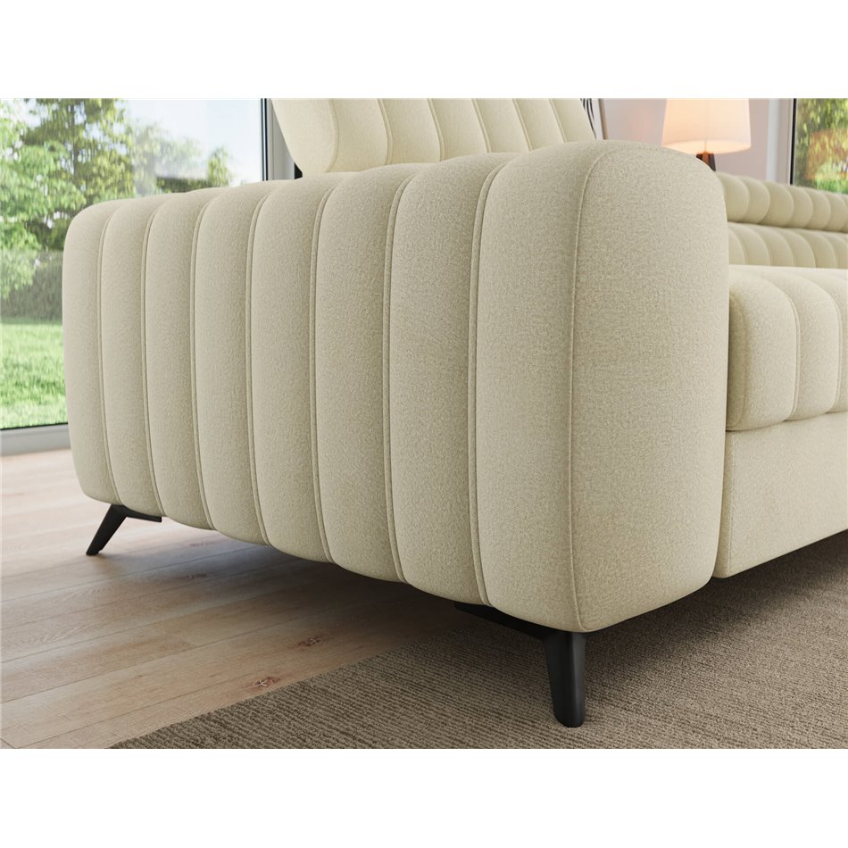 Угловой диван Elkanedo R, раздвижной, Monolith 04, бархат, бежевый, H86x269x204cm