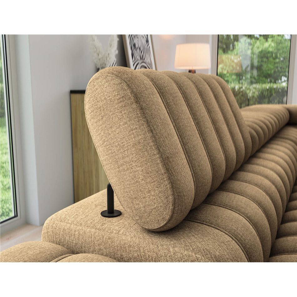 Угловой диван Elkanedo R, раздвижной, Nube 20, бархат, светло-коричневый, H86x269x204cm