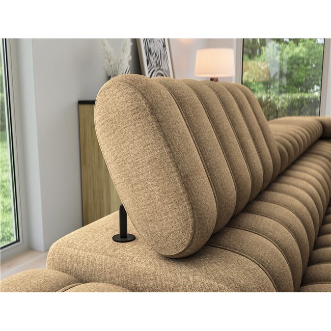 Угловой диван Elkanedo R, раздвижной, Nube 20, бархат, светло-коричневый, H86x269x204cm