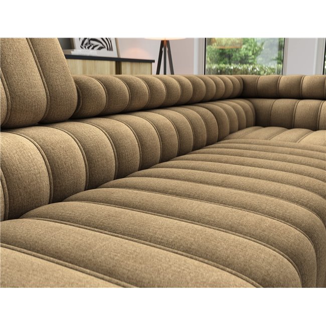 Угловой диван Elkanedo R, раздвижной, Nube 20, бархат, светло-коричневый, H86x269x204cm